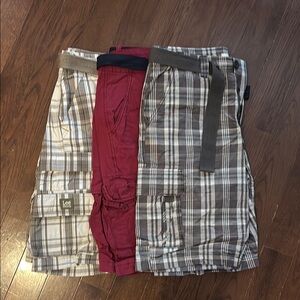 Levi's and Urban Pipeline Men's Plaid and Red Cargo Shorts
